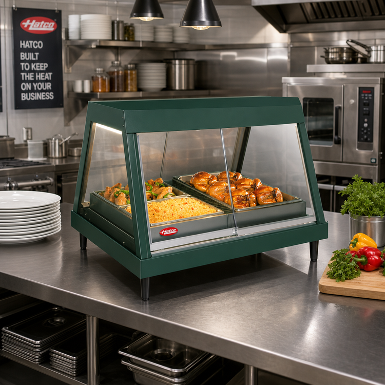 Product image #2 for Hatco Glo-Ray Heated Countertop Food Display Case, Straight Glass Front, 2-Pan Shelf