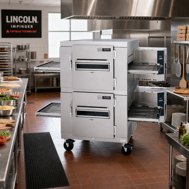 Product image #2 for Lincoln Impinger I 1400 Series Double-Stack Gas Conveyor Pizza Oven Package with FastBake Technology