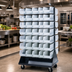 Thumbnail image #2 for Quantum 36 x 30 x 72-Inch Double-Sided Louvered Rack Cart with 56 QUS240 Bins