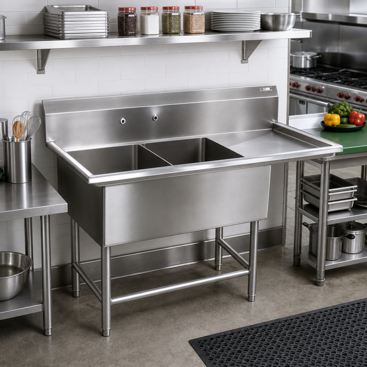 Product image #2 for John Boos Pro-Bowl 2-Compartment Stainless Steel Sink with Right Drainboard