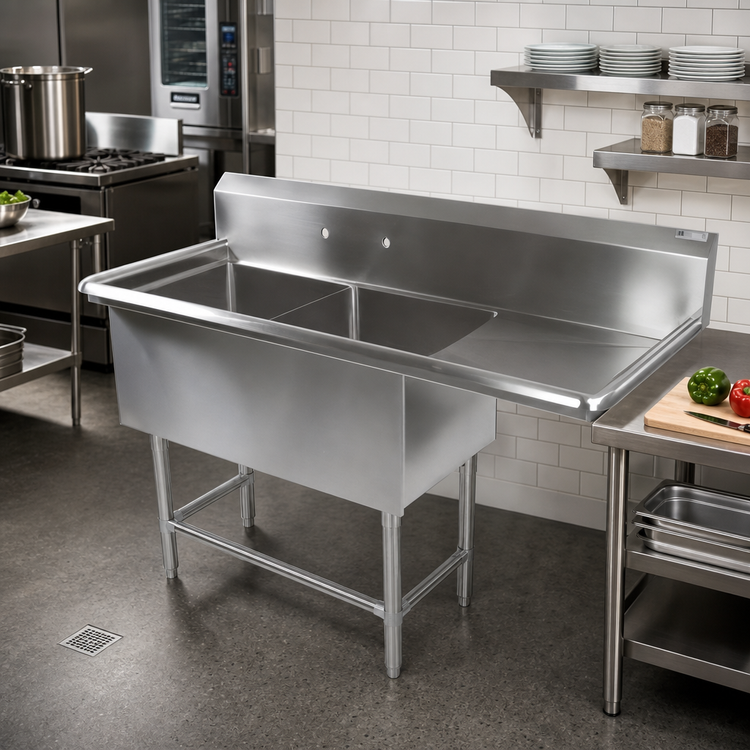 Product image #2 for John Boos Pro-Bowl 2-Compartment Stainless Steel Sink with Right Drainboard
