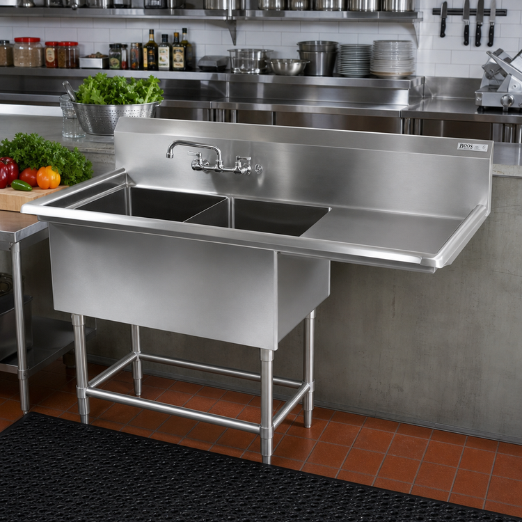 Product image #2 for John Boos Pro-Bowl 2-Compartment Stainless Steel Sink with Right Drainboard