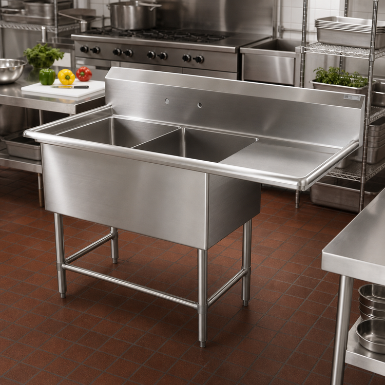 Product image #2 for John Boos Pro-Bowl 2-Compartment Stainless Steel Sink with Right Drainboard