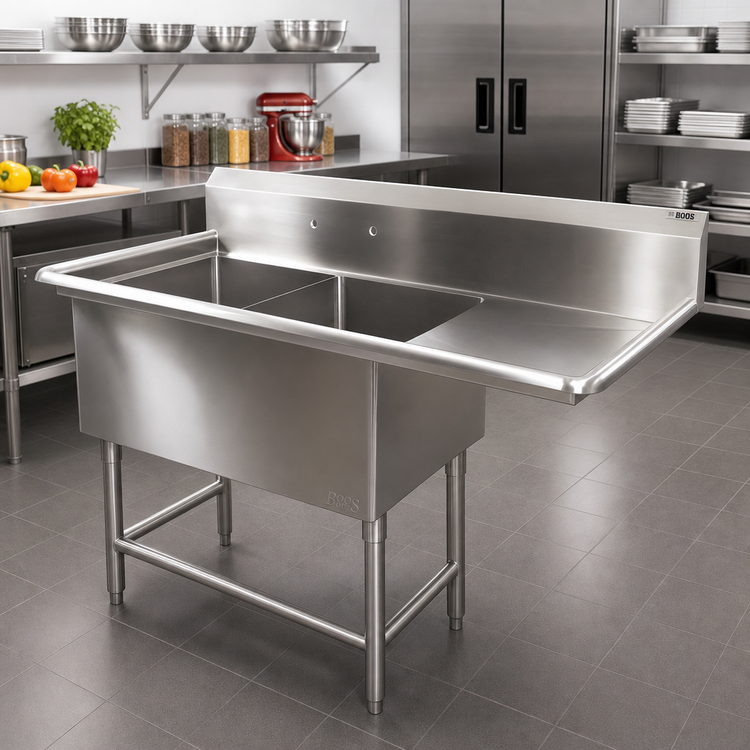 Product image #2 for John Boos Pro-Bowl 2-Compartment Stainless Steel Sink with Right Drainboard