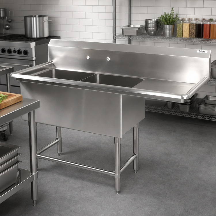 Product image #2 for John Boos Pro-Bowl 2-Compartment Stainless Steel Sink with Right Drainboard