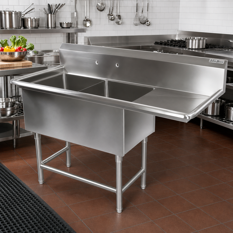 Product image #2 for John Boos Pro-Bowl 2-Compartment Stainless Steel Sink with Right Drainboard