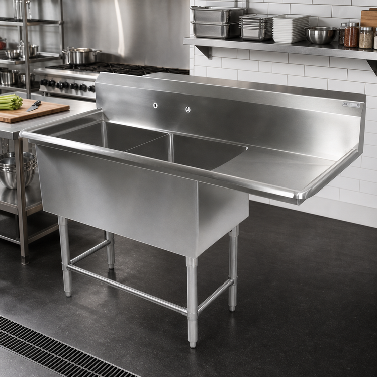 Product image #2 for John Boos Pro-Bowl 2-Compartment Stainless Steel Sink with Right Drainboard