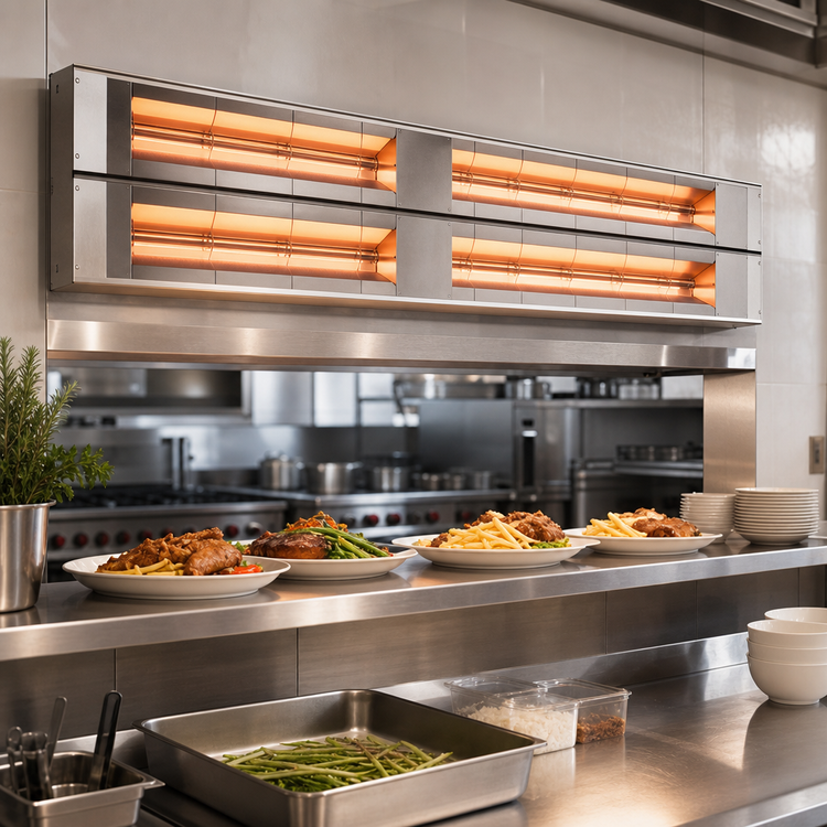 Product image #2 for Hatco Glo-Ray Max Watt Lighted Dual Infrared Strip Heater, 120 Inch, Aluminum, 3-Inch Spacer