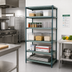 Thumbnail image #2 for Quantum 5-Tier Stationary Wire Plastic Mat Shelving Unit, 24 x 14 x 86 Inches, Green Epoxy Coated