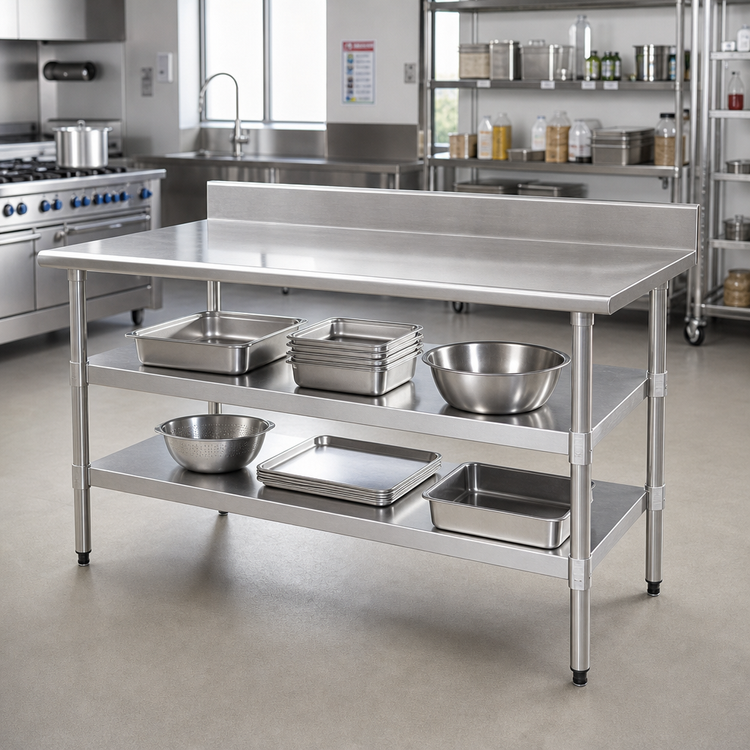 Product image #2 for Adjustable Galvanized Work Table Undershelf, 120 in. x 24 in., for Uni-Lok Hat Channel Frame Tables
