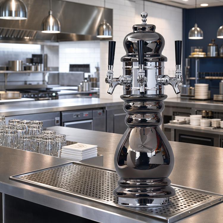 Product image #2 for Glastender Black Forest 2-Faucet Glycol-Cooled Draft Dispensing Tower, Mirror Finish