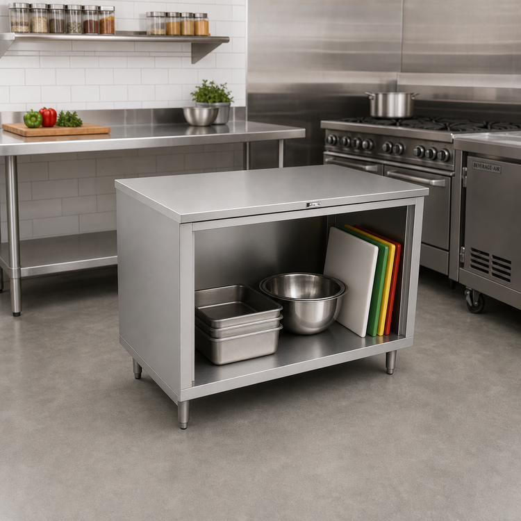 Product image #2 for John Boos 36" x 24" Stainless Steel Work Table with Open Front Cabinet Base