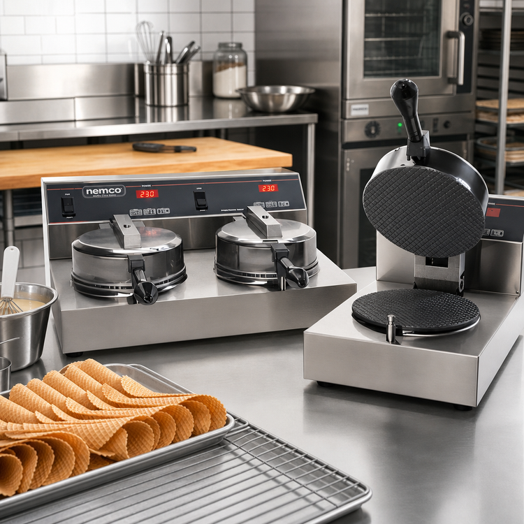 Product image #2 for Nemco Dual Countertop Waffle Cone Baker with 7-Inch Fixed Cast Aluminum Grids, Digital Controls, 240V
