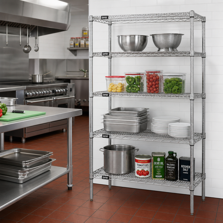 Product image #2 for Quantum 48-Inch x 24-Inch x 74-Inch 304 Stainless Steel Stationary Wire Shelving Unit
