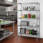Thumbnail image #2 for Quantum WR74S-2448SS 304 Stainless Steel Stationary Shelving Unit, 48"W x 24"D x 74"H, 3 Wire Shelves and 1 Solid Shelf