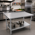 Thumbnail image #2 for John Boos Stallion 84-Inch x 36-Inch 16-Gauge 300-Series Stainless Steel Work Table with Rear Up-Turn and Adjustable Undershelf