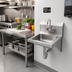Thumbnail image #2 for Wall-Mounted Open-Sided Stainless Steel Hand Sink with 9 x 9 x 4-1/2 Inch Bowl and Faucet