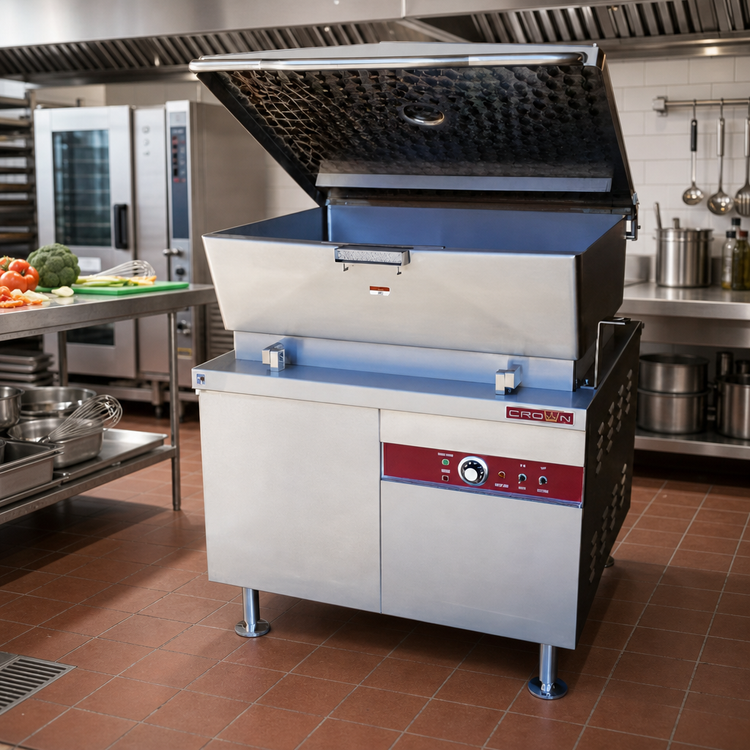 Product image #2 for Crown EMTS-40 40 Gallon Electric Hydraulic Tilting Skillet with Cabinet Base