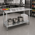 Thumbnail image #2 for Advance Tabco 84-Inch x 36-Inch 16-Gauge 430 Stainless Steel Work Table with 1-1/2-Inch Rear Up-Turn and Galvanized Undershelf