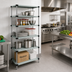 Thumbnail image #2 for Quantum 30 Inch W x 24 Inch D x 74 Inch H Solid Stainless Steel Shelving Starter Kit with 5 Shelves