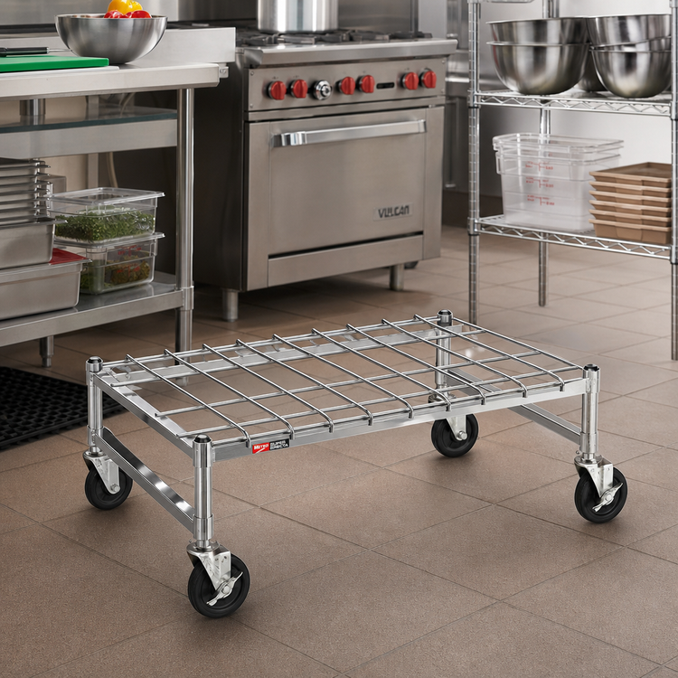 Product image #2 for Metro Super Erecta Mobile Stainless Steel Dunnage Rack with Removable Wire Mat, 24 x 48 Inches, 800 lb Capacity
