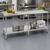 Thumbnail image #2 for Eagle Budget Series 108 x 24 Inch 430 Stainless Steel Work Table with Rear Up-Turn and Adjustable Undershelf