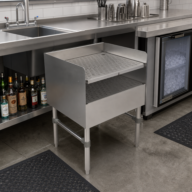 Product image #3 for John Boos Freestanding Recessed Underbar Drainboard, 18 x 21 Inches with Top Drain and 3-Inch Backsplash