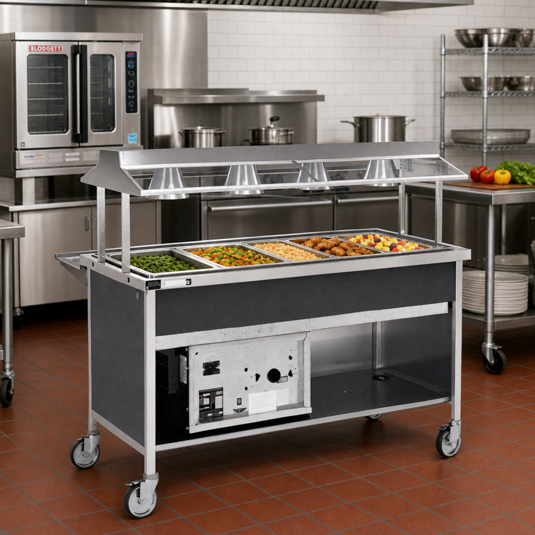 Product image #2 for Atlas Metal CAHC-5 Dual Temperature 5-Pan Mobile Hot and Cold Food Serving Counter