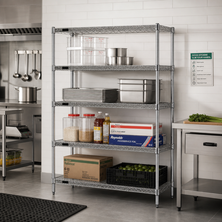 Product image #2 for Redi-Pak 4-Tier Wire Shelving Unit with QuadTruss Shelves, 48"W x 18"D x 74"H, Stationary