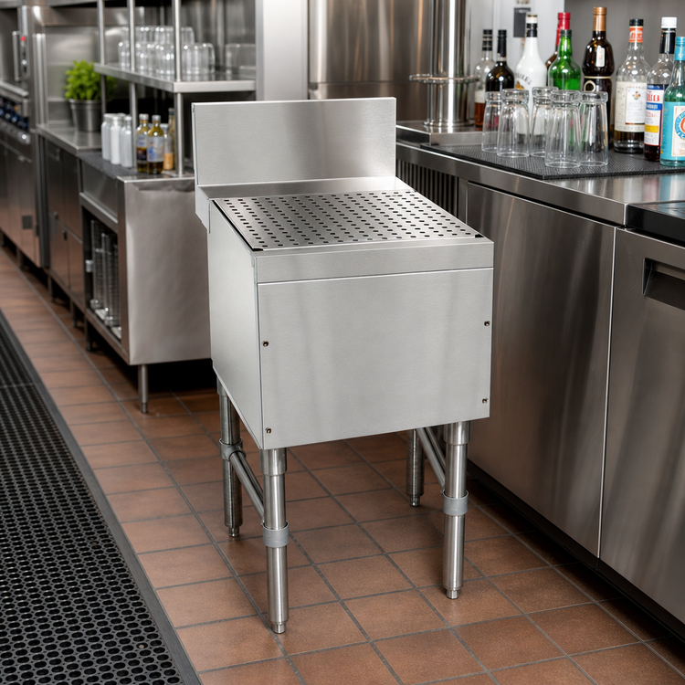 Product image #2 for Advance Tabco Prestige Free-Standing Underbar Drainboard with Perforated Removable Top, 18 x 25 x 36 Inches