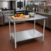 Thumbnail image #2 for John Boos Stallion 30 x 24 Inch 16 Gauge Stainless Steel Top Work Table with Safety Edge, Galvanized Legs, and Adjustable Undershelf