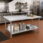 Thumbnail image #2 for John Boos Stallion ST6R1.5-30108SSK-X 108-Inch x 30-Inch Stainless Steel Work Table, 16-Gauge 300 Series Top, Rear Riser, Adjustable Undershelf