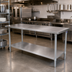 Thumbnail image #2 for John Boos Stallion 108-Inch x 24-Inch 14-Gauge 300 Series Stainless Steel Top Work Table with Galvanized Base and Undershelf