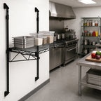 Thumbnail image #2 for Quantum WC54-CB1442BK Wall-Mounted Cantilever Starter Unit with Wire Shelf, Black Epoxy Antimicrobial Finish