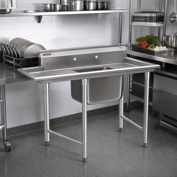 Product image #2 for Eagle 314 Series 74-Inch 1-Compartment Stainless Steel Sink with Left and Right Drainboards