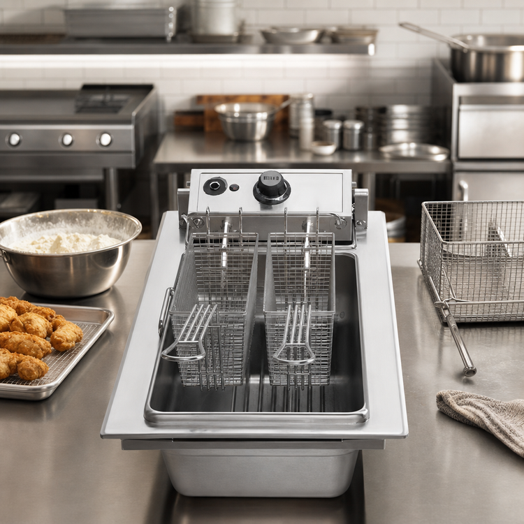 Product image #2 for Wells Drop-In Electric Single-Pot Fryer with Thermostatic Controls, 15 lb Capacity
