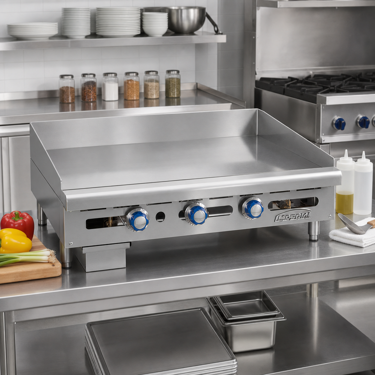 Product image #2 for Imperial ITG-72 72-Inch Countertop Gas Griddle with Thermostatic Controls and 24-Inch Deep Polished Steel Plate
