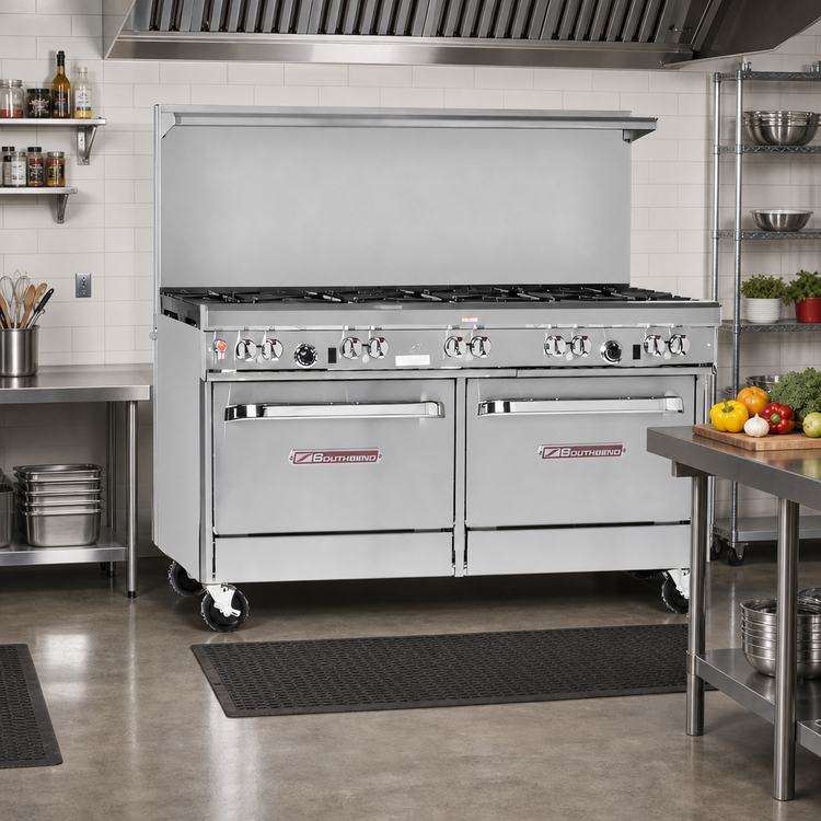 Product image #2 for Southbend Ultimate 60-Inch Gas Restaurant Range with 4 Pyromax Burners, Raised Griddle/Broiler, Standard Oven and Convection Oven
