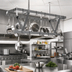 Thumbnail image #2 for Eagle Group Ceiling-Mounted Triple-Bar Aluminum Pot Rack with 36 Double-Pronged Hooks