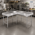 Thumbnail image #2 for Advance Tabco KTMS-2412 L-Shaped Stainless Steel Corner Work Table, 144-Inch x 60-Inch with 24-Inch Working Depth and 5-Inch Backsplash