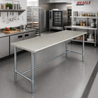 Thumbnail image #2 for Eagle Group Spec-Master T30144GTE 144 x 30-Inch Flat-Top Work Table, 14-Gauge 304 Stainless Steel Top, Galvanized Open Base