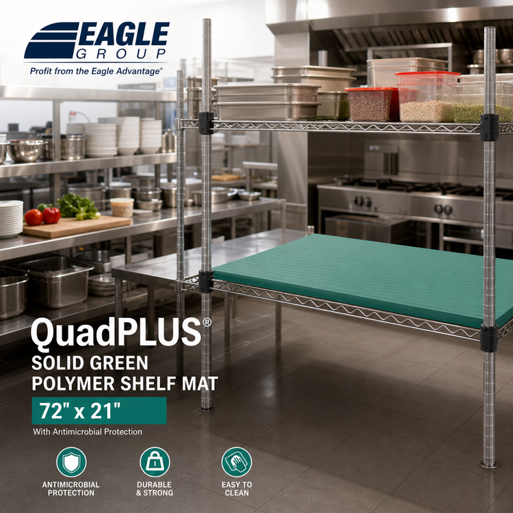 Product image #2 for Eagle QuadPLUS 72 x 21 Inch Solid Green Polymer Shelf Mat with Antimicrobial Protection