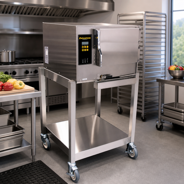 Product image #2 for AccuTemp Connected Evolution Boilerless Convection Steamer, 1 Compartment, 3-Pan Floor Model with Stand