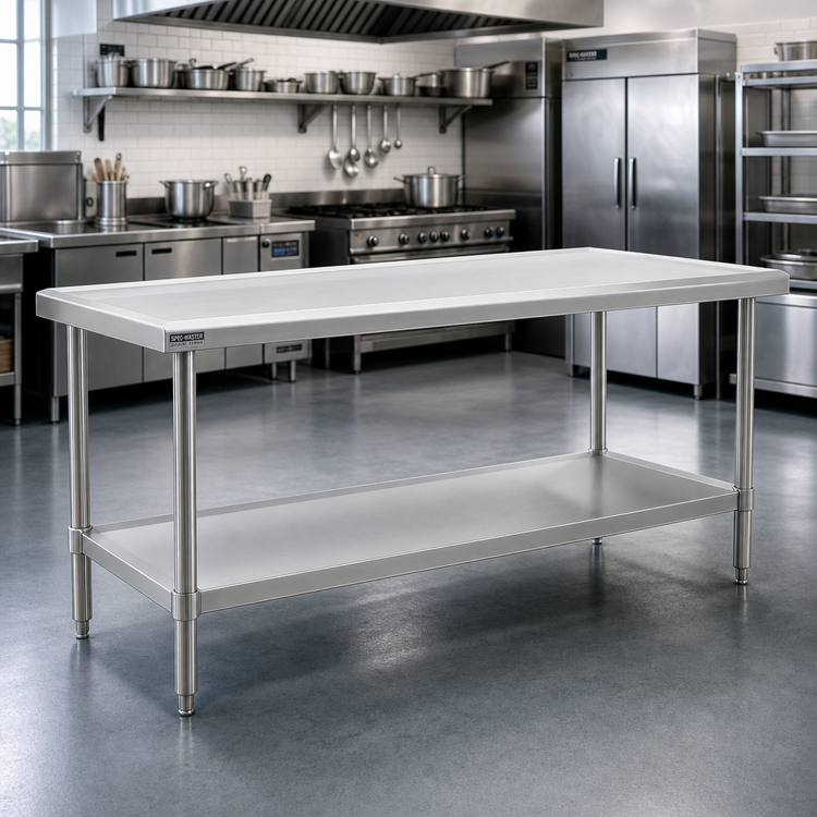 Product image #2 for Spec-Master Marine Series Stainless Steel Work Table with Marine Edge and Adjustable Undershelf, 72 x 30 Inches