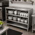 Thumbnail image #3 for John Boos Open Front Stainless Steel Dish Cabinet with Mid-Shelf and Stallion Safety Edge, 48W x 18D x 35H