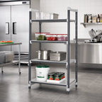 Thumbnail image #2 for Cambro Camshelving® Elements EXU243064VS4480 Stationary Starter Shelving Unit, 30"W x 24"D x 64"H, 4-Tier, 3 Vented + 1 Solid, Gray