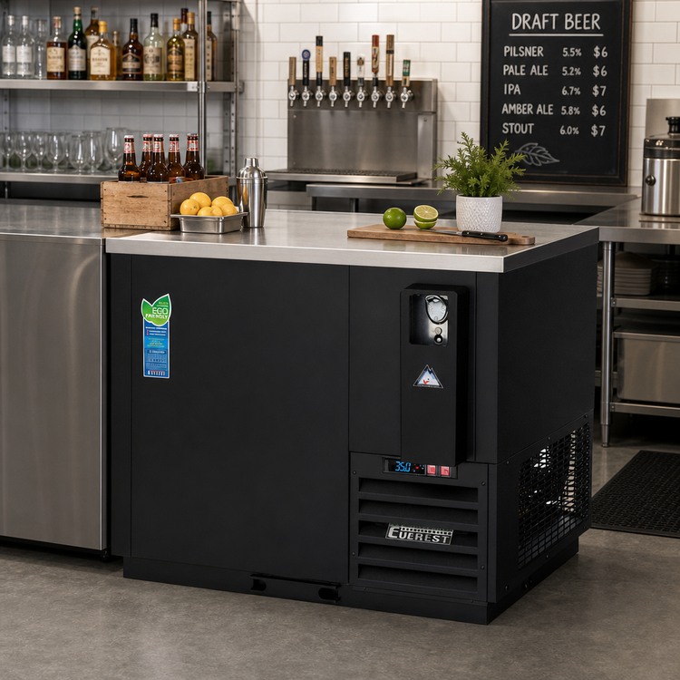 Product image #2 for Everest Refrigeration EBC37 Horizontal Bottle Cooler, 11 Cu. Ft., Side-Mounted R290, Black Vinyl Exterior