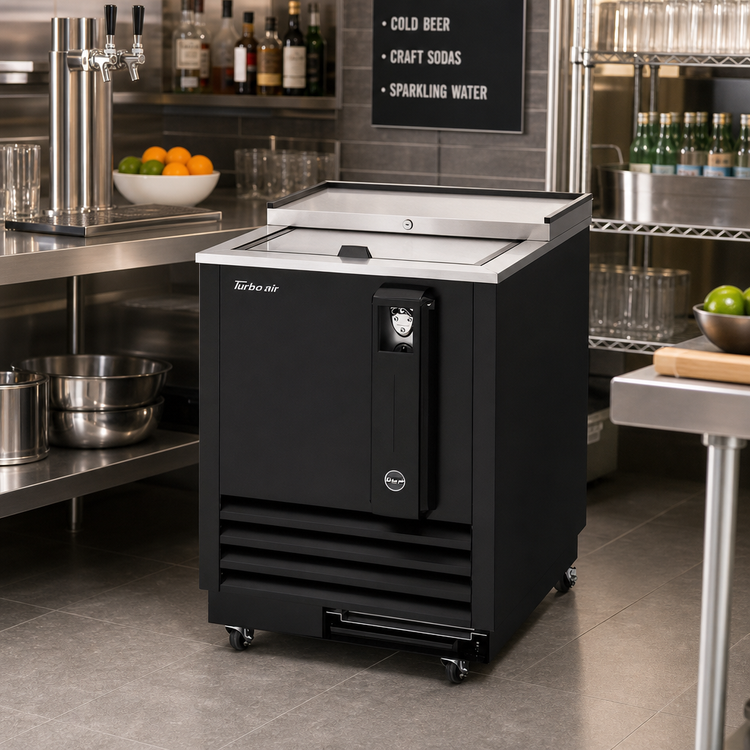 Product image #2 for Turbo Air Super Deluxe 24-Inch Black Single Sliding Door Bottle Cooler with Self-Cleaning Condenser