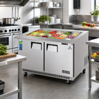 Thumbnail image #2 for Everest Refrigeration EOTP2 Two-Section Mega-Top Open-Top Refrigerated Prep Table, 47.5-Inch, 18 1/6-Size Pan, Stainless Steel