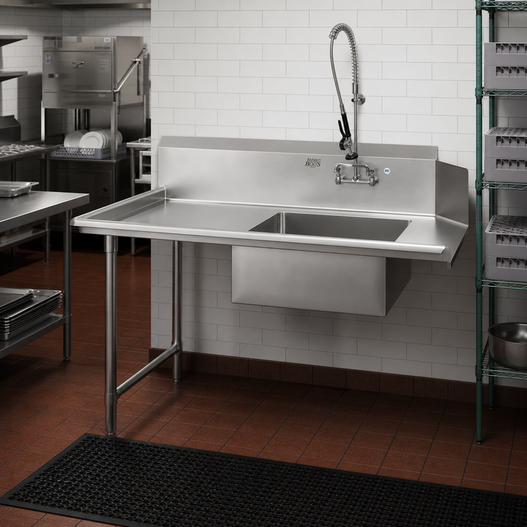 Product image #2 for John Boos Pro-Bowl 84-Inch Straight Soiled Dishtable with Left-to-Right Operation and Pre-Rinse Sink Bowl